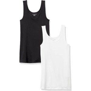 Women's Slim-Fit Tank, Pack of 2 (1 black/1 White)